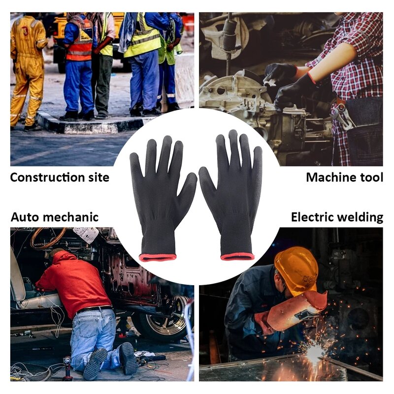 12組の保護作業用手袋,耐摩耗性,滑り止め,帯電防止ガーデニングおよび木工機械,安全作業用手袋
