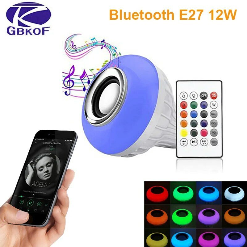 Ampoule led Bluetooth E27 E14 GU10 RGB, veilleuse avec télécommande pour projecteur à domicile, lampe musicale, 110V 220V
