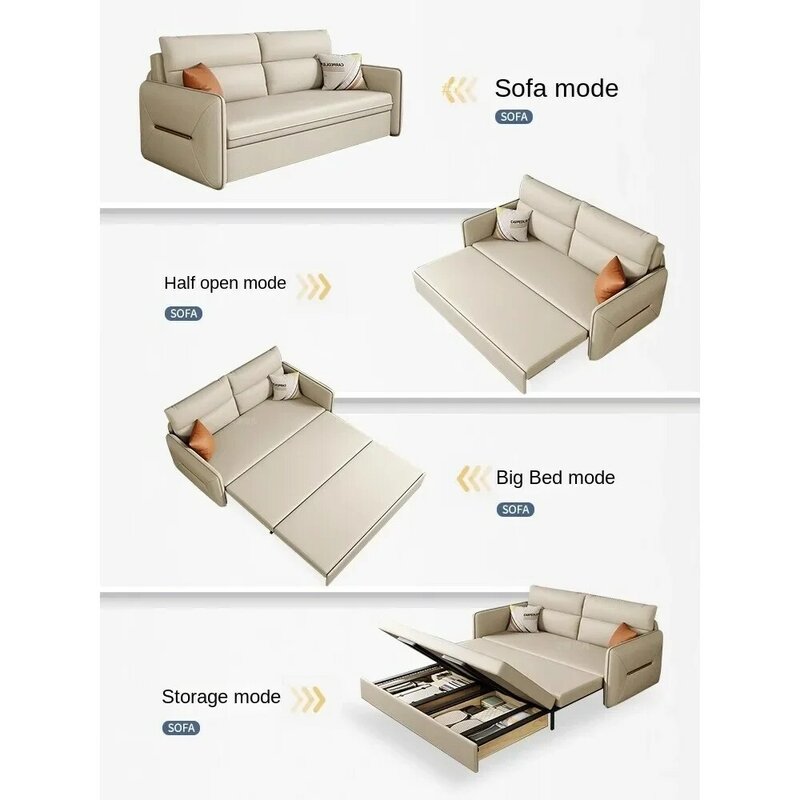 Canapé-lit en tissu technique imperméable, lit de jour rpm, petit appartement, salon, double tiroir, rangement multifonctionnel