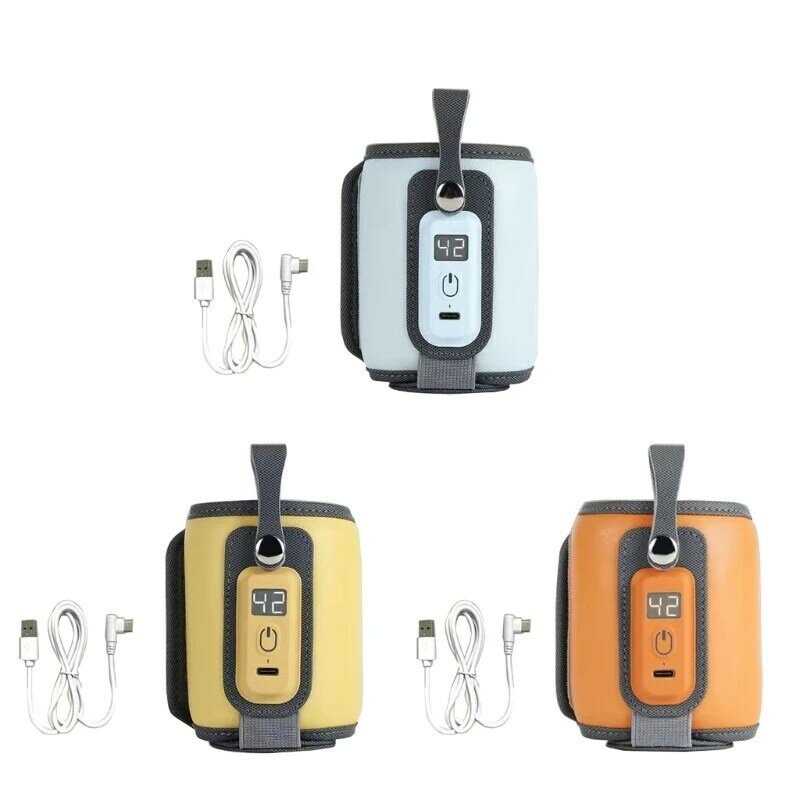 Calentador biberones USB, 5 velocidades, calentador biberones ajustable con temperatura, bolsa aislante para biberones,