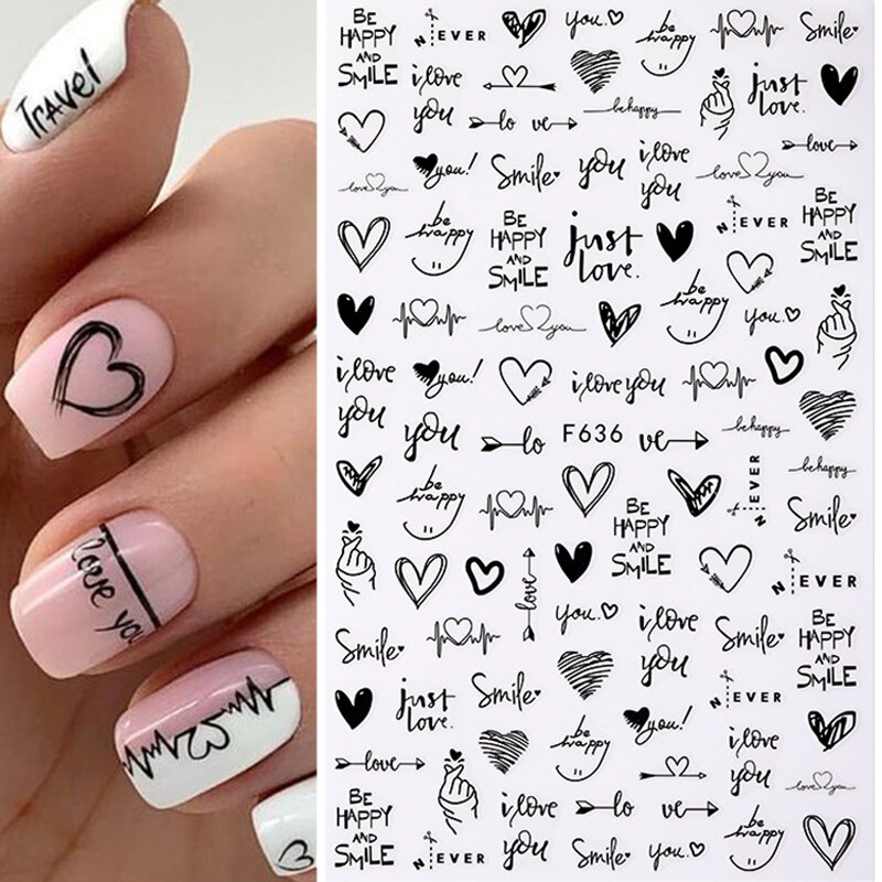 3D Laser Heart Letter Nail Sticker Nail Art Decoration Flower Star Nail Accessories  Self-adhensive Nail Films Manicure Stickers