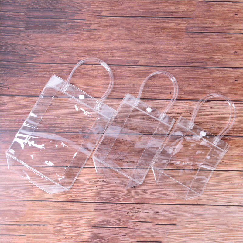 3 größen 1pc klar einkaufstasche transparent einkaufstaschen schulter handtasche pvc wasserdichte aufbewahrung tasche für geschenk kosmetische plastiktüten