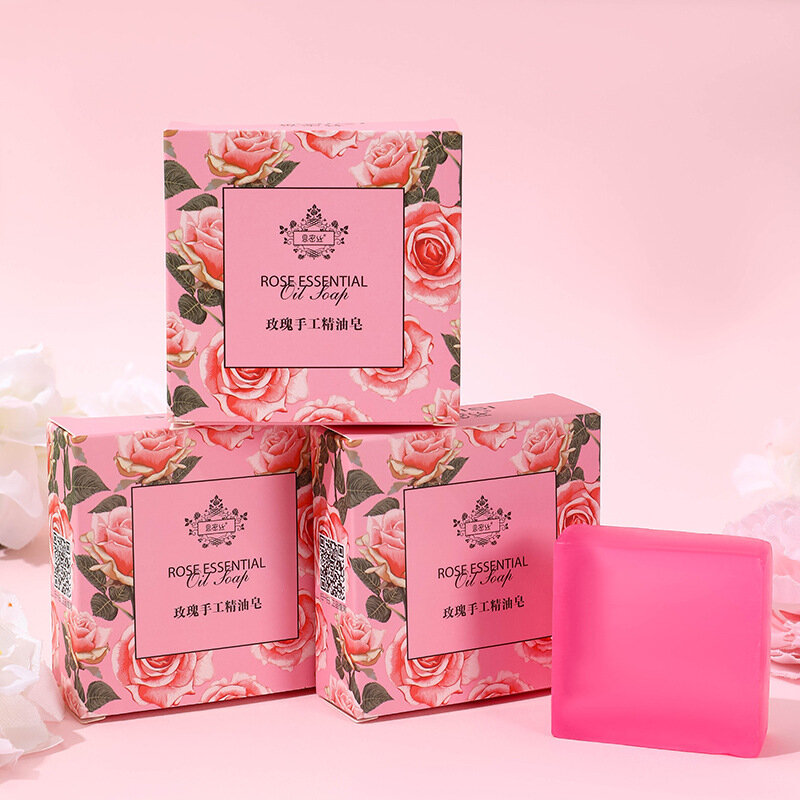 Sabonete de óleo essencial de rosa natural puro para mulheres duradouro, limpador facial de fragrância, feito à mão, banho, perfume, mão, nutritivo