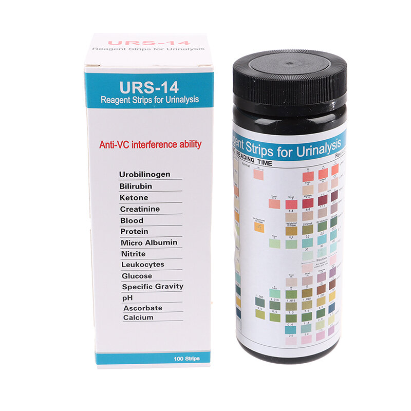 URS-14-Papel de prueba de reactivo de urinálisis, tiras de prueba de PH de orina, leucocitos, 100 tiras