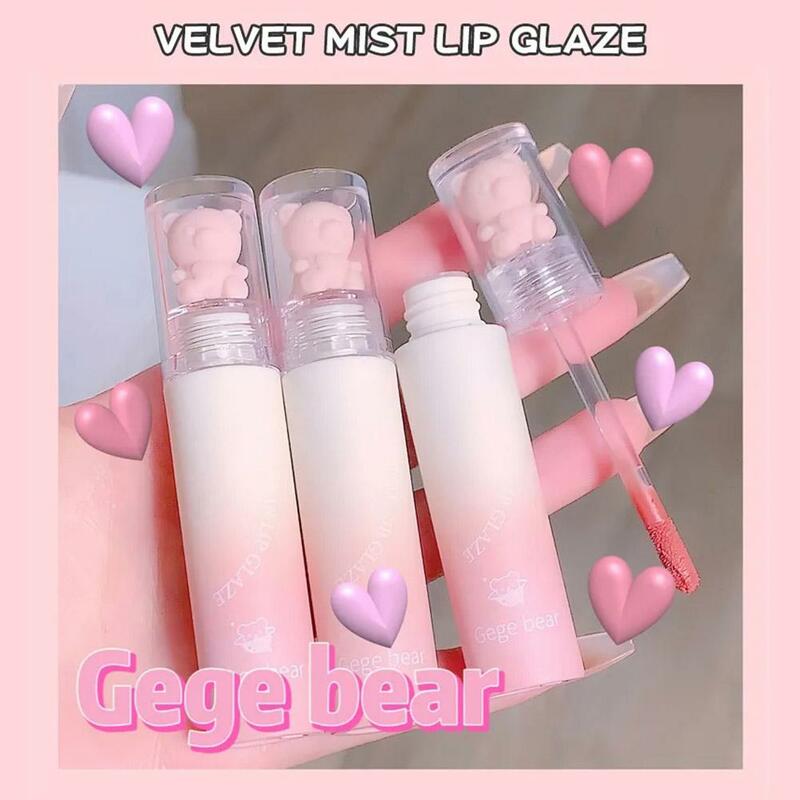 Bear Velvet Lipstick Cute Lip Glaze Girl Pure Desire Korean Casual Makeup Look Chestnut Girl Lip Red-brown Lipstick Mud V4U2