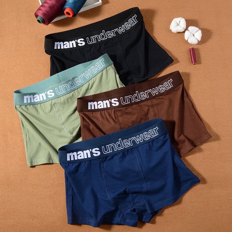 Men Boxers Shorts Underpants Men's Cotton Solid Colour Pants   Comfortable Sexy Breathable Fashion Boys Panties Underwear S-XL