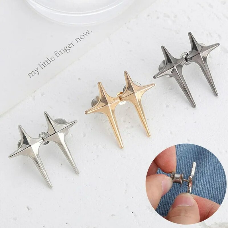 Metal Cross Star Jean Button Pins Waist Buckle Adjustable Shape Detachable DIY Tightener Clothing Sewing Accessories 1/4pcs