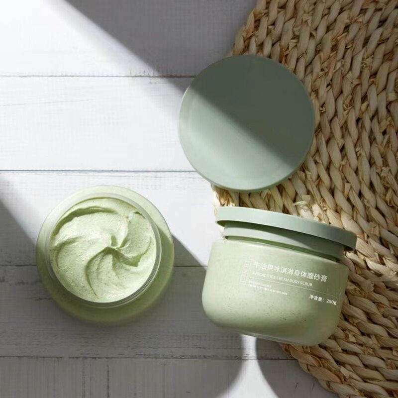 Green Avocado Ice Cream Body Scrub Deep Cleanse Skin Care Shower Scrub Whitening Gentle Cleaning Body Exfoliating Cream Women