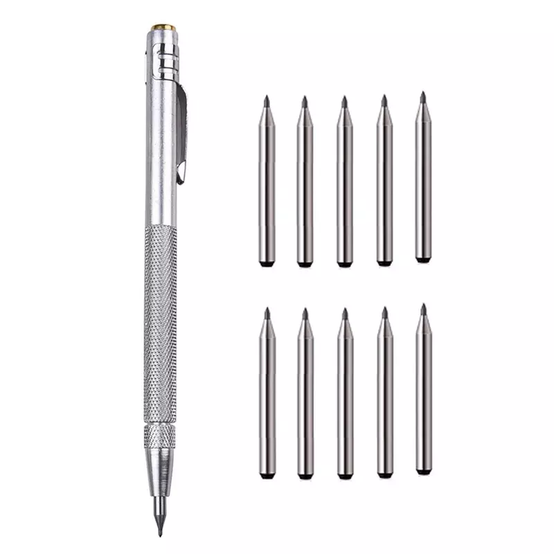 11PCS Tungsten Carbide Tip Scriber Engraving Pen Marking Tip For Glass Ceramic Shell Metal Construction Marking Tools