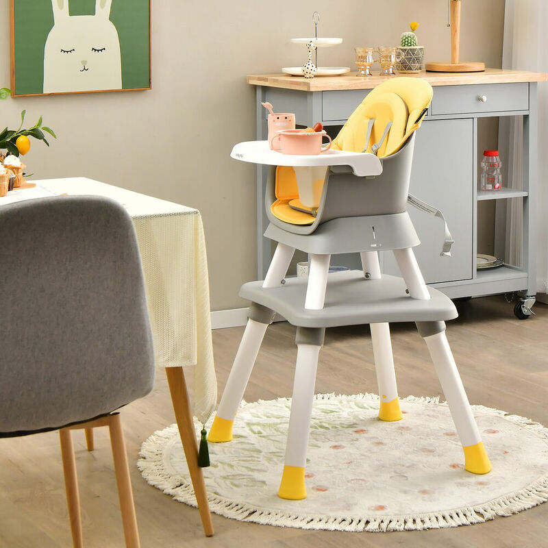 Babyjoy – chaise haute pour bébé 6 en 1, siège rehausseur Convertible avec plateau amovible, jaune