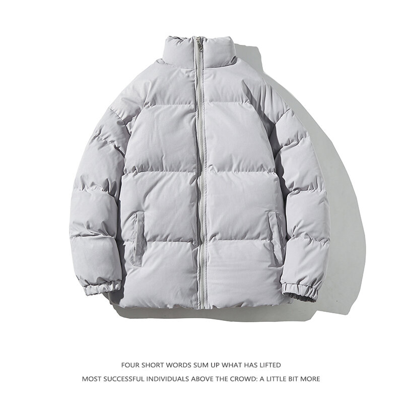 Streetwear Harajuku Warm Men's Winter Coat Solid Color Casual Parka Stand Collar Fashion Oversize Women's Winter Jacket