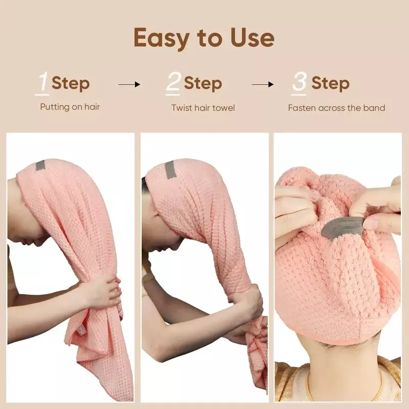 Large Pineapple Microfiber Hair Towel Wrap Super Absorbent Hair Fast Drying Towel with Elastic Strap For Long Thick Hair