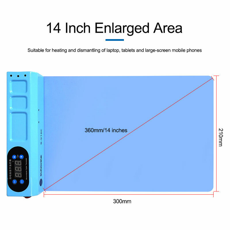 SUNSHINE S-918E separador de pantalla LCD azul, almohadilla separadora de escenario de calefacción para iPhone, iPad, herramienta separadora de pantalla LCD
