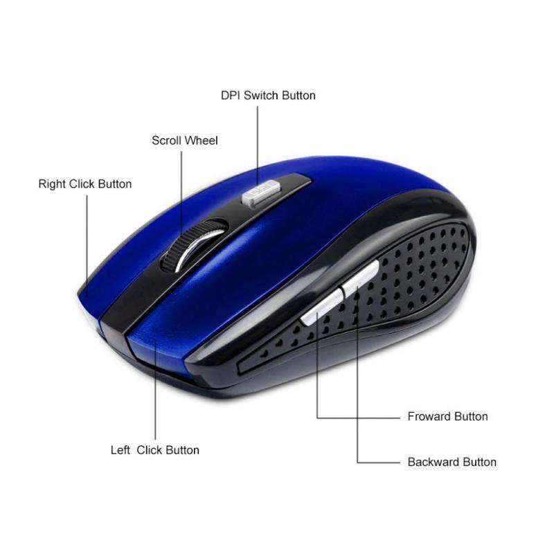 RYRA Mouse Nirkabel 2.4GHz Mouse DPI Dapat Disesuaikan 6 Tombol Mouse Gaming Optik Mouse Nirkabel dengan Penerima USB untuk Komputer
