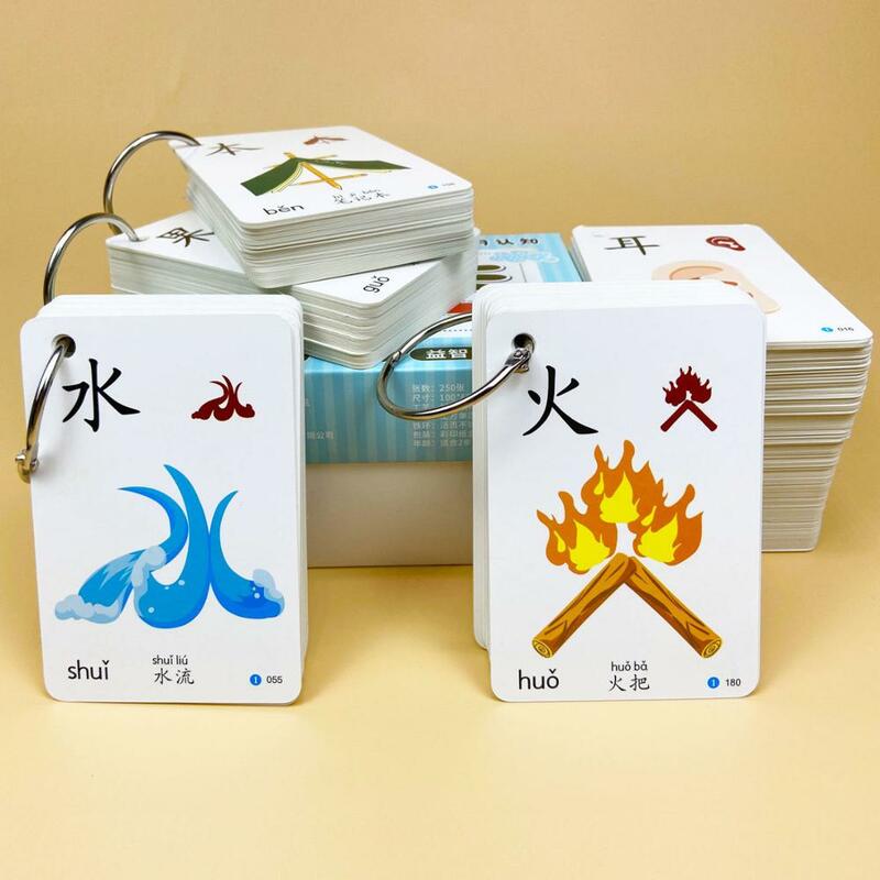 Bambini scuola materna cinese Pinyin Card personaggi Hanzi Learning Age Literacy Card Picture illuminismo Double Early