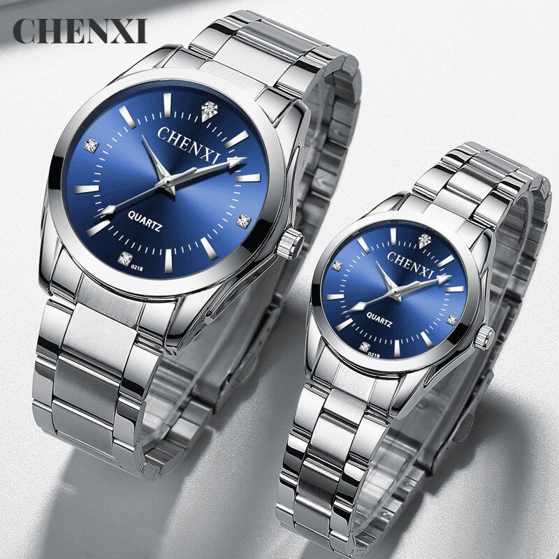 Часы для пар, простые брендовые классические женские часы из нержавеющей стали, водонепроницаемые кварцевые часы для влюбленных, мужские часы