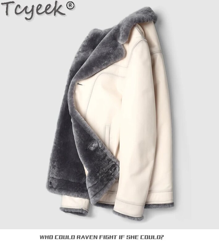 Tcyeek cappotto di pelliccia naturale 2023 giacche invernali da uomo colletto alla moda giacca in vera pelle da uomo caldi cappotti di lana di montone reale
