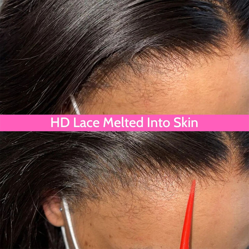 Peruca frontal do laço do cabelo humano para mulheres, onda corporal, pré-arrancada, sem cola, pronta para usar, HD, 13x6
