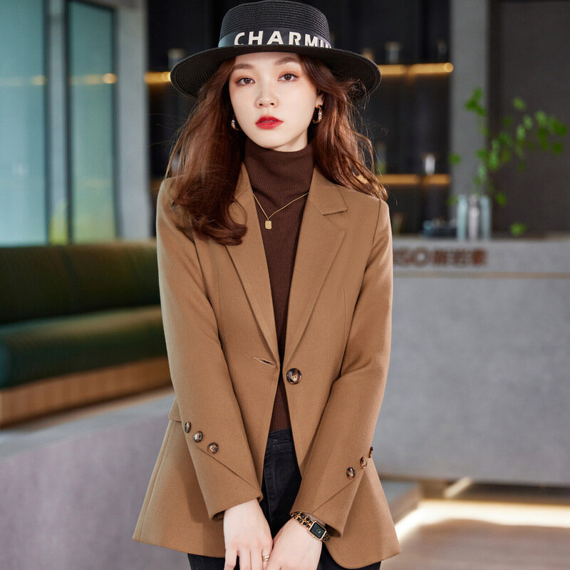 Fashion women's suit jacket women's autumn new high-grade sense small casual slim black small suit top Spring and Autumn
