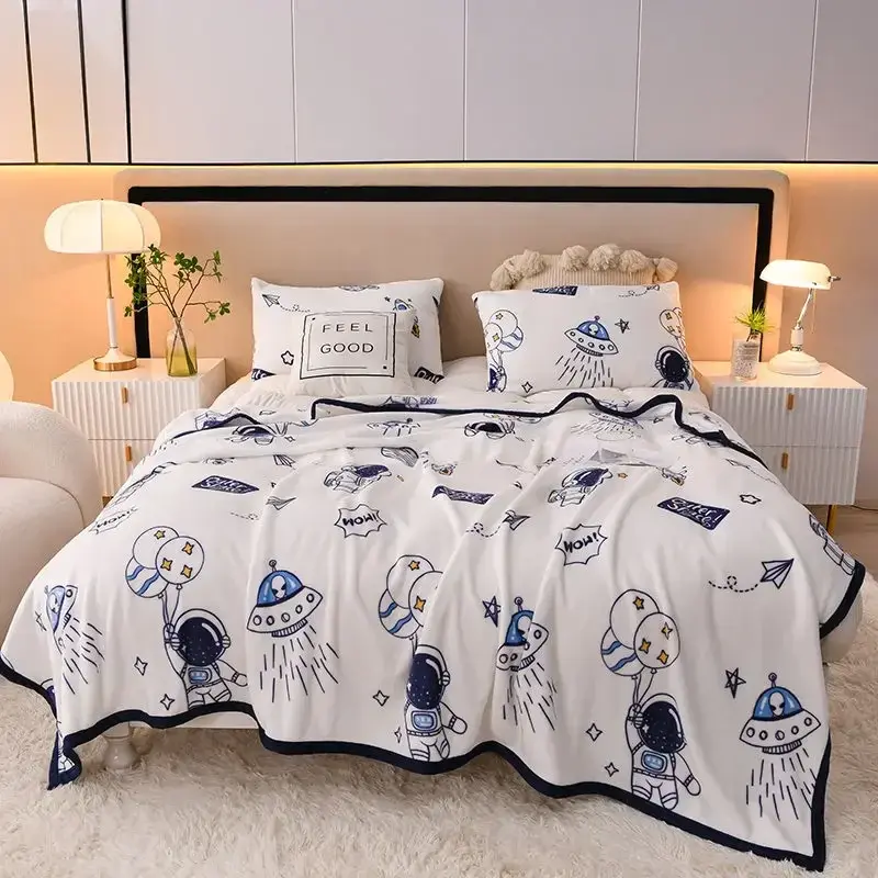 Home Soft Coral Fleece Four Seasons Blanket Single Double Warm Bed Sheet Dormitory Raschel Mink Fluffy Throw Blankets