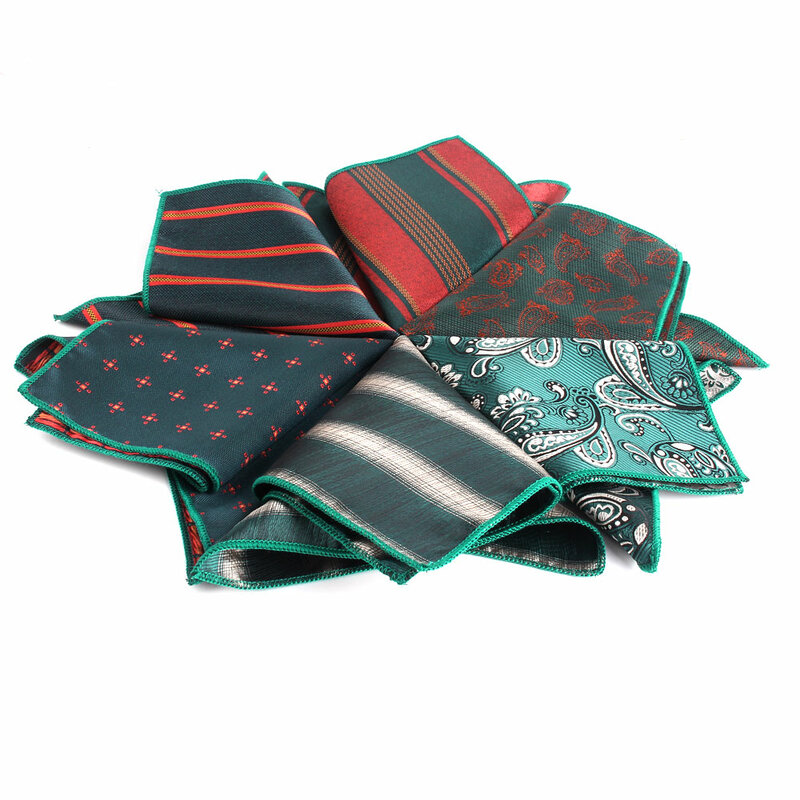 New Green Pattern Pocket Square For Men Women Plaid Chest Towel Wedding Gentlemen Hankies Men's Suits Handkerchief Pocket Towel