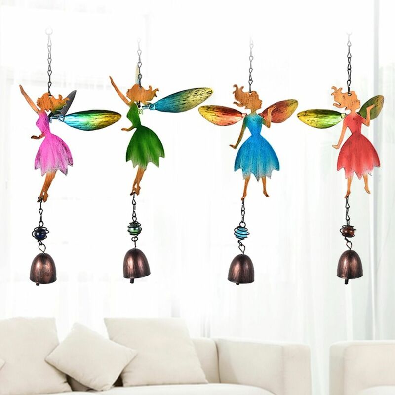 Iron Wind Chime Creative Angel Bell Pendant Colored Elf Wind Chime Courtyard Window Door Decoration