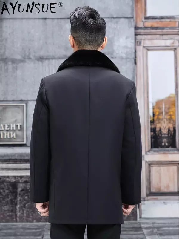 AYUNSUE High Quality Fur Parka Men Clothing Men's Winter Jackets Detachable Mink Fur Liner Casual Warm Fur Coat Parkas Casacos