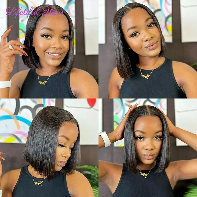 Glueless Bob Hair Wig Human Hair Ready To Wear Straight Transprent 4x4 Lace Closure Wigs For Women Glueless Wigs Human Hair