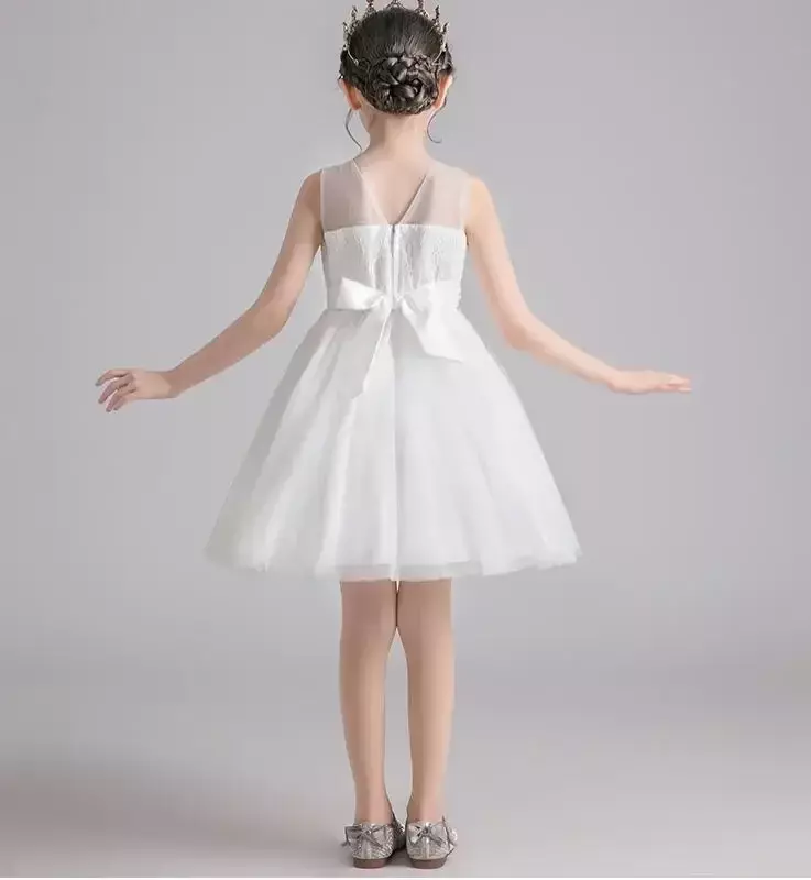 Vestido de princesa flor fofa feminina, Vestido de Performance do Festival Infantil, Verão, Novo, 2024