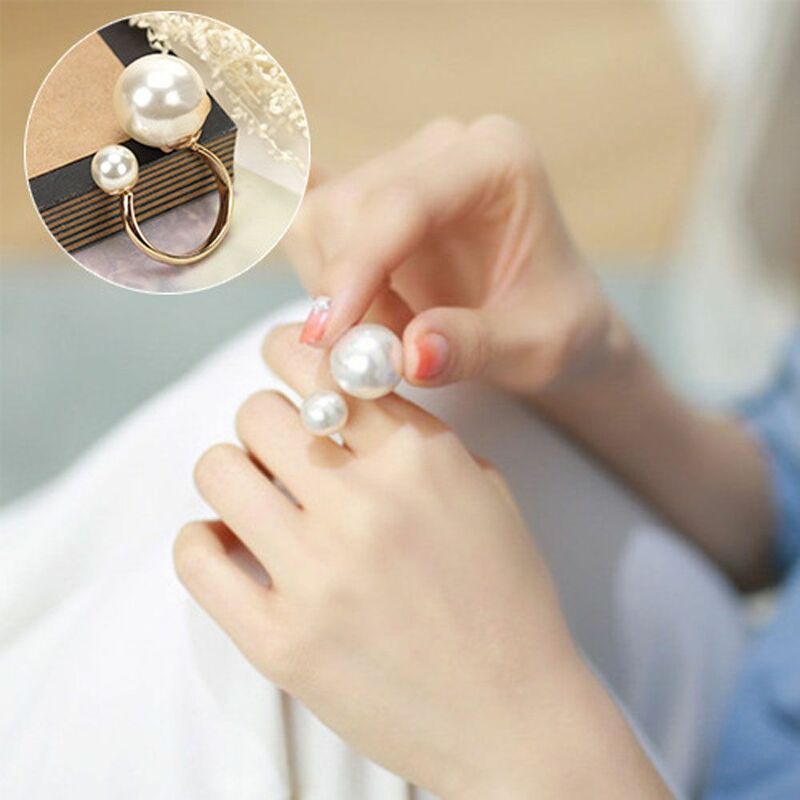 1 Pc Koreaanse Stijl Verstelbare Maat Straat Shoot Imitatie Parel Feest Sieraden Opening Ringvinger Ring Mode Accessoires