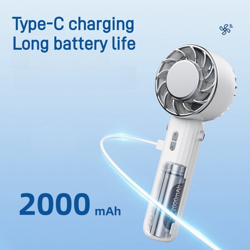 Portable Handy Fan Semiconductor Refrigeration Cooling 2000mAh Battery Type-C Rechargeable Mini Handheld Fan Air Cooler Outdoor
