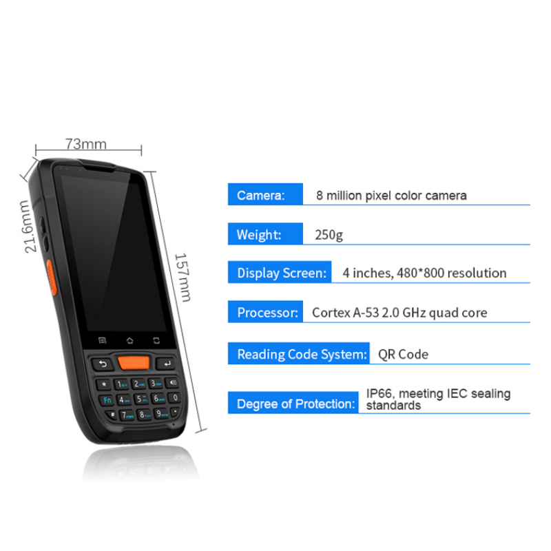 Промышленный телефон, прочный 4-дюймовый портативный сканер штрих-кода PDAS 1D 2D