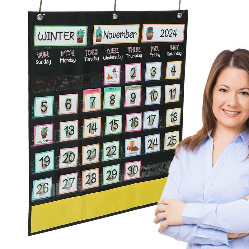 Classroom Pocket Calendar Classroom Calendar And Weather Pocket Chart Black Calendar Pocket Chart Educational Wall Pocket Chart