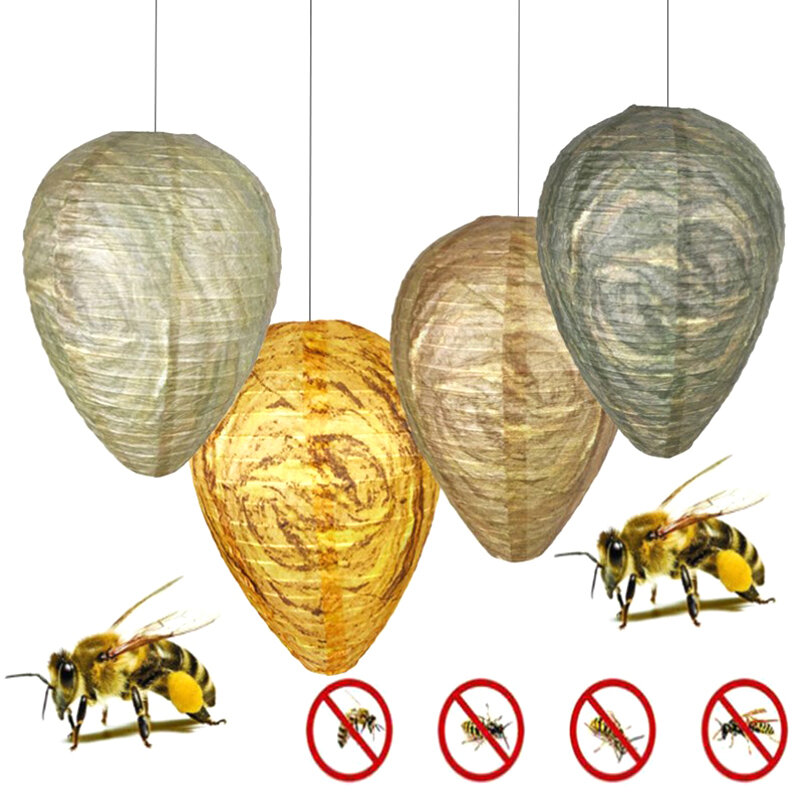Hanging Wasp Nest Decoy Outdoor impermeabile Fake Wasp Nest Decoy Hornets plastica insetti Paper Drive Beehive Lantern