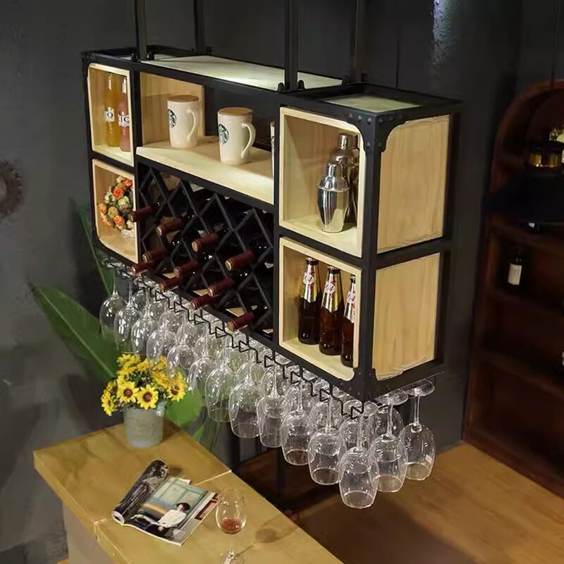 Butikowa komercyjna szafka barowa Vintage wiszące kawy europejskie luksusowe Nordic Drink stojak na wino z uchwytem Szafeczki artystyczne meble
