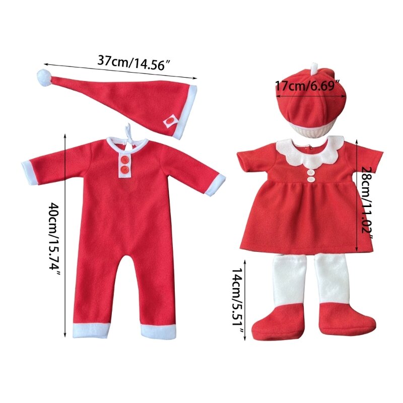 67JC Рождественский костюм для фотосъемки новорожденных Костюмы красные костюмы комбинезон шляпа