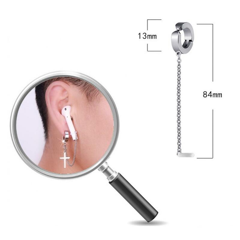 Cadena protectora antipérdida para auriculares, soporte para auriculares inalámbricos, acero de titanio, pendientes para AirPods, joyería