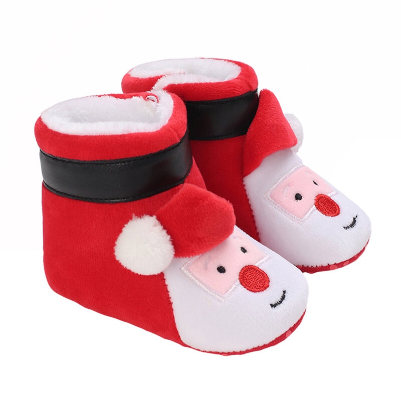 Детские Рождественские ботинки на Хэллоуин, мягкие детские зимние теплые флисовые тапочки с тыквой, Санта-Клаусом, обувь для детской кроватки