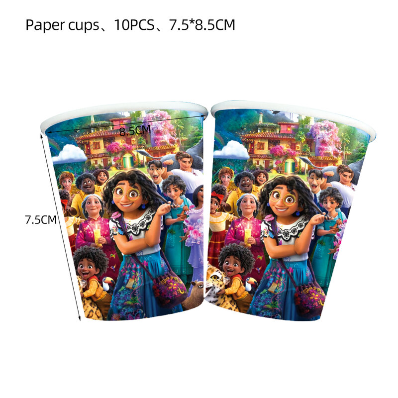 Disney encanto conjunto de utensílios de mesa descartáveis mirabel placa de copo de papel guardanapo toalha de mesa enchanto decorações de festa de bebê suprimentos