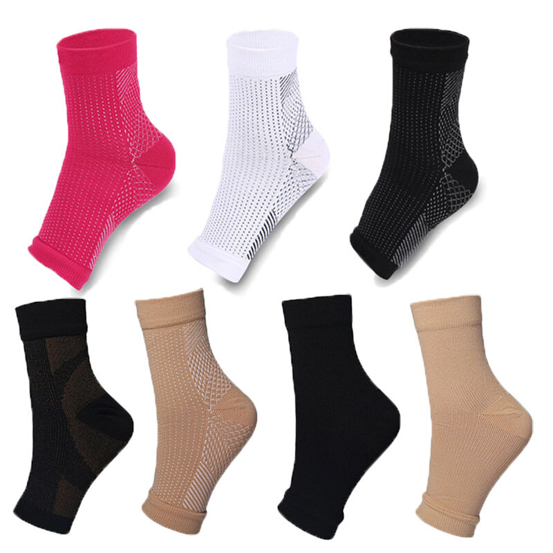 Calcetines de compresión para hombre y mujer, medias elásticas, deportivas, de tubo medio, Color sólido