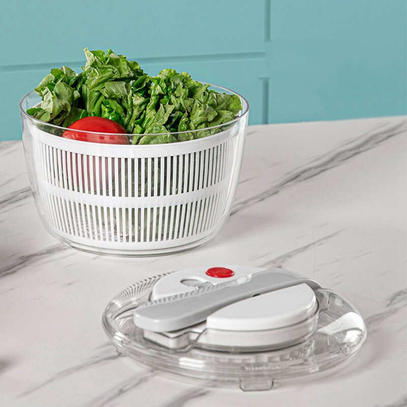 Salad Spinner Manual Lettuce Spinner For Vegetable Prepping, 1-Handed Pump Fruit Spinner Dryer Fruit Washer