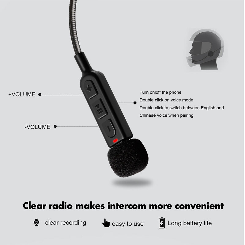 Bt30 Bluetooth Motorhelm Headset Bt5.3 Draadloze Rijdende Hoofdtelefoon Anti-Interferentie Motor Fiets Handsfree Ski Oortelefoon