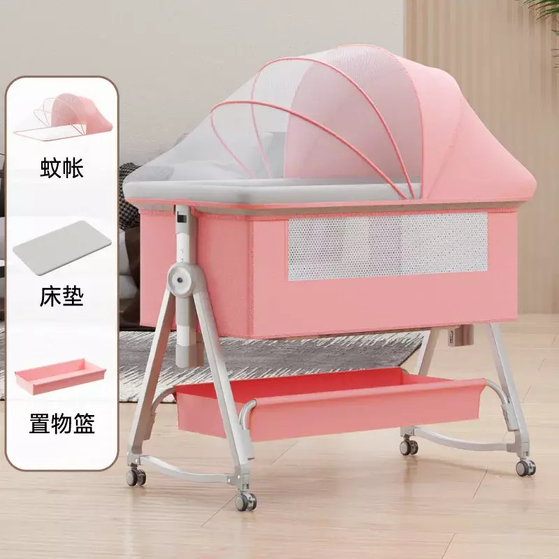 Baby Bed Splice Bed Portable Multi Functional Mobile Folding Cradle Bed Newborn Baby Nest