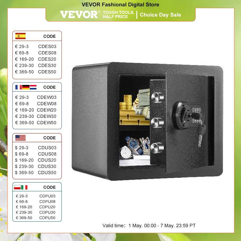 Vevor-電子金庫,デジタルアクセスと上書きキーを備えた1.2/0.5ステンレス鋼の金庫,お金のためのジュエリードキュメント