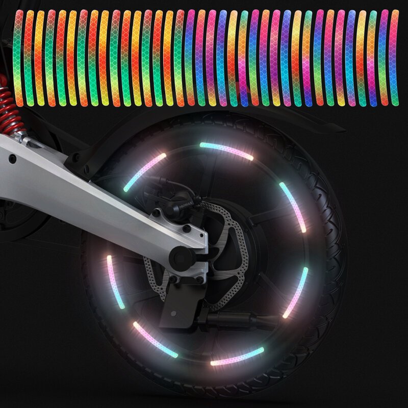 Car Wheel Hub Reflective Strips Tire Rim Colorful Sticker Night Driving Warning Decoration Fluorescence Safety Reflective Tape