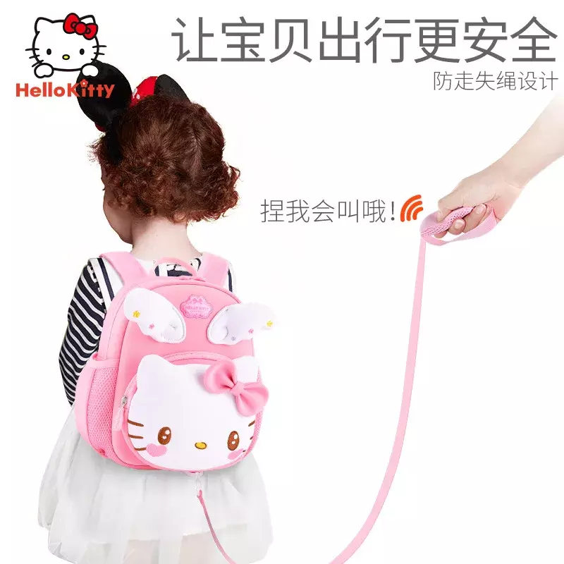 Sanurgente-Cartable étudiant Hello Kitty pour enfants, sac à dos de grande capacité, coussin initié, dessin animé léger, mignon, nouveau