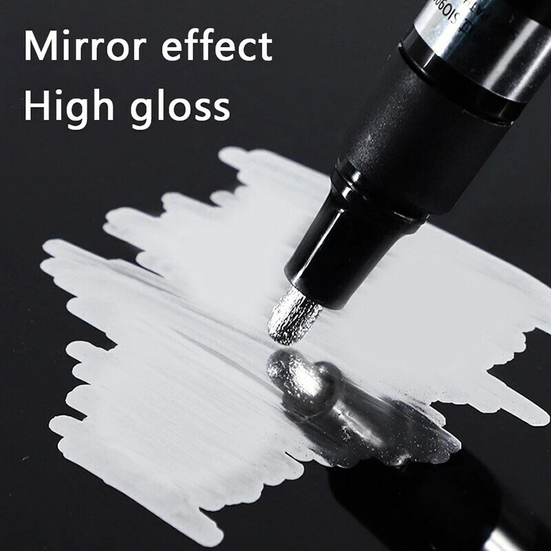Хромированный, золотистый, серебристый маркер для автостайлинга, художественный зеркальный маркер для творчества, 1-2 мм, зеркальные Светоотражающие ручки для творчества