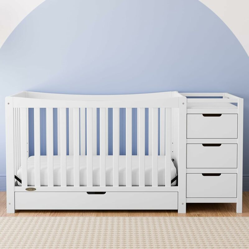 Graco Remi 4-In-1 Convertible Crib & Changer With Drawer (White) – GREENGUARD Gold Certified, Crib And Changing-Table Combo