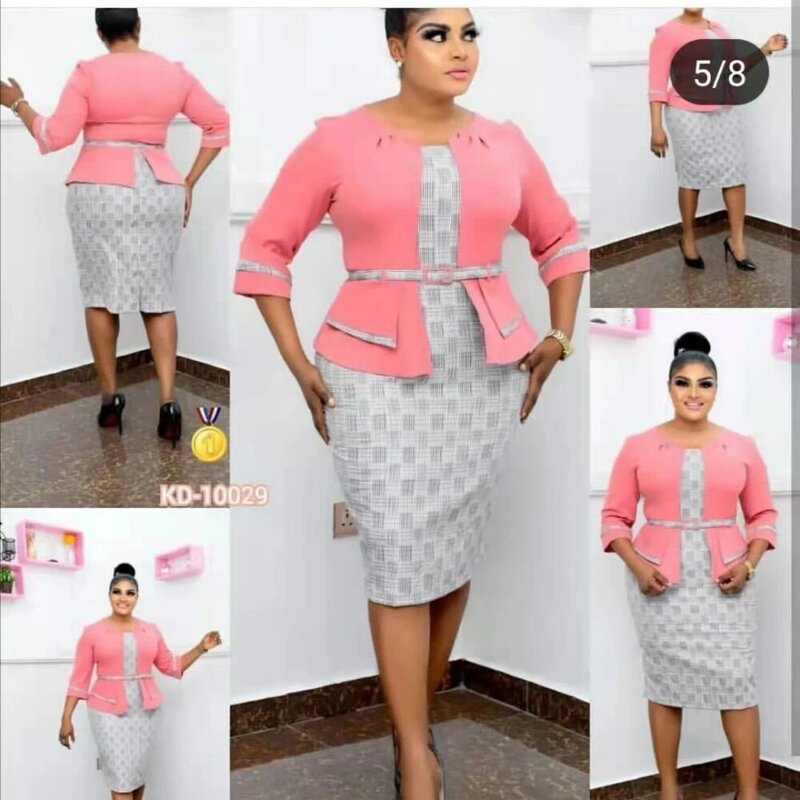 2023 New Digital Print Seven-point Sleeve Mid-length Small Coat Dress Suit Women ML101Q21