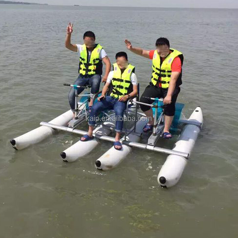 Inflatable pontoon aluminum alloy water pedal bicycle electric fishing leisure sightseeing boat aluminum alloy frame